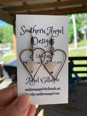 Copper Rose Quartz Heart Earrings