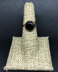 Antiqued Copper Black Agate Halo Ring