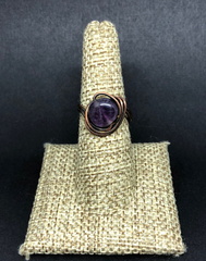 Antiqued Copper Amethyst Button Bead Halo Ring