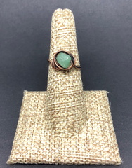 Antiqued Copper Green Aventurine Halo Ring