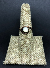 Antiqued Copper Mother of Pearl Halo Ring