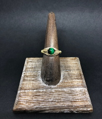 Adjustable Green Tiger Eye Herringbone Weave Ring