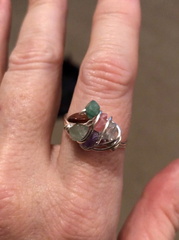 Silver Mixed Gemstone Cluster Ring 4