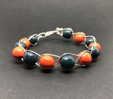 Silver Braided Orange/Blue Bracelet