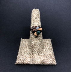 Copper Rhyolite and Jasper Chip Cluster Ring