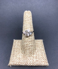 Gunmetal Rose Quartz and Labradorite Chip Cluster Ring