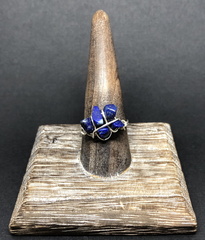 Silver Lapis Chip Cluster Ring