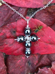 Small Hematite Silver Cross Pendant 1