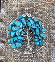 Silver Turquoise Tree of Life Pendant