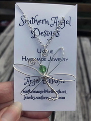Light Green and Silver Dragonfly Pendant