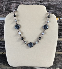 "Misty" Labradorite and Botswana Jasper Gemstone Necklace