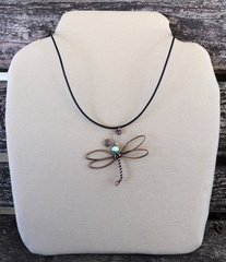 Green Millefiori and Copper Dragonfly Necklace