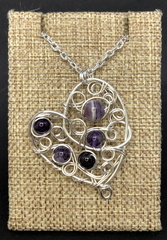 Silver Amethyst Curly Heart Necklace