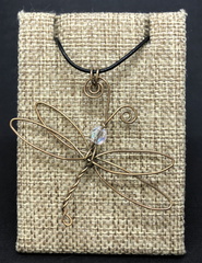 Clear Glass and Brass Dragonfly Necklace