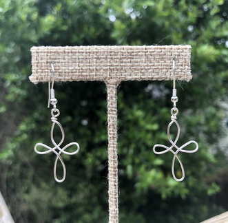 Silver Celtic Bowen Knot Cross Earrings