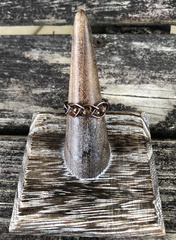 Rust Red Beaded Copper Adjustable Braided Ring