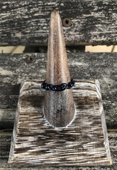 Blue Iris Beaded Black Adjustable Braided Ring
