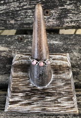 Pink Rhodonite and Silver Adjustable Braided Ring