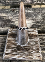 Navy Blue and Silver Adjustable Braided Ring