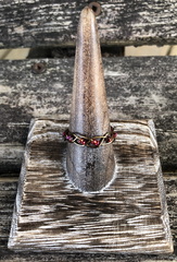 Red Beaded Vintage Bronze Adjustable Braided Ring