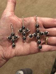 Silver and Hematite Herringbone Weave Cross Set