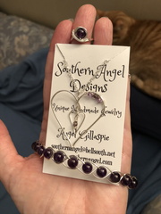 Silver Amethyst Necklace, Bracelet, and Ring Set