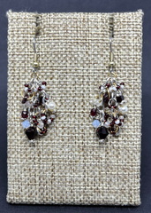 Garnet and Pearl Cluster Earrings