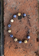 Sodalite and Picture Jasper Copper Bracelet