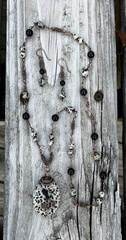"Bobina" Coiled Dalmatian Stone Necklace and Earring Set