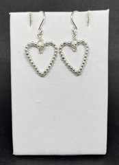 Silver Beaded Heart Earrings
