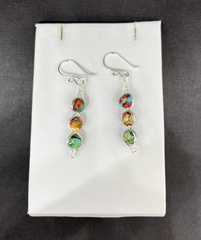 Multi-Colored Jasper and Silver Drop Earrings