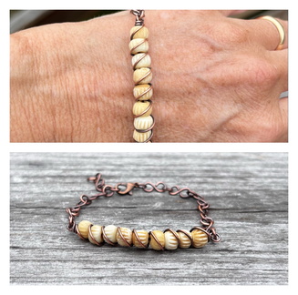Bone and Copper Chain Bracelet