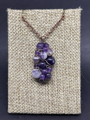 Amethyst and Copper Cluster Pendant Necklace
